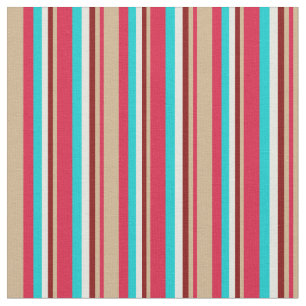 Crimson, Tan, Maroon, Beige & Dark Turquoise Fabric