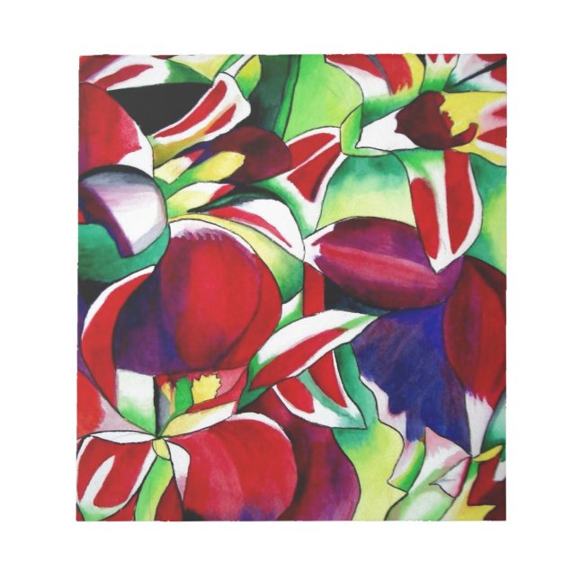 Crimson tropical Singapore Orchids flower art Notepad (Front)