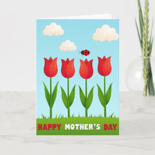 Crimson Tulips Mothers Day Card