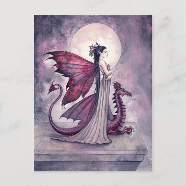 Crimson Twilight Fairy Dragon Postcard (Front)