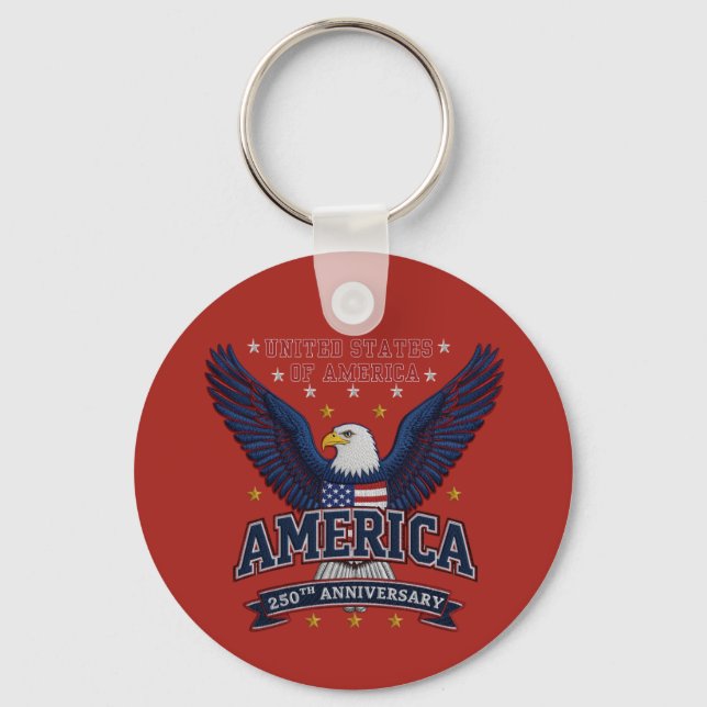 Crimson USA 250th Commemorative Business QR  Key Ring (Front)