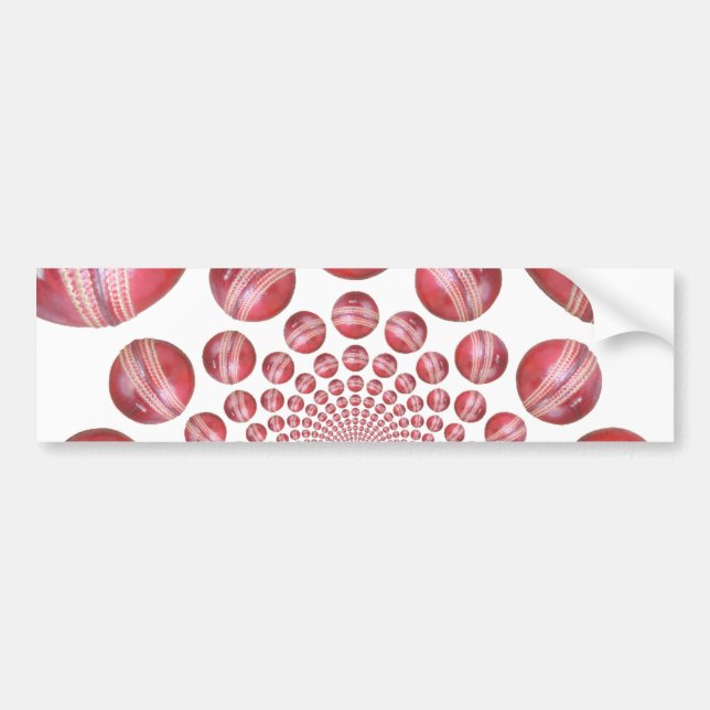 Crimson Vortex: Beautiful Red Cricket Ball Art Bumper Sticker (Front)