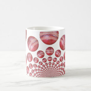 Crimson Vortex: Beautiful Red Cricket Ball Art Coffee Mug
