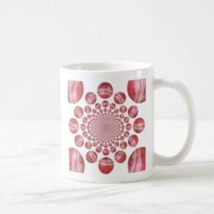 Crimson Vortex: Beautiful Red Cricket Ball Art Coffee Mug