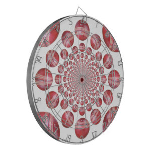 Crimson Vortex: Beautiful Red Cricket Ball Art Dartboard