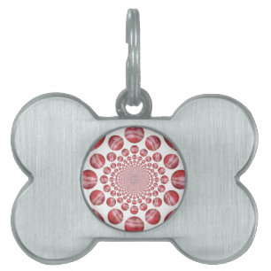 Crimson Vortex: Beautiful Red Cricket Ball Art Pet Tag