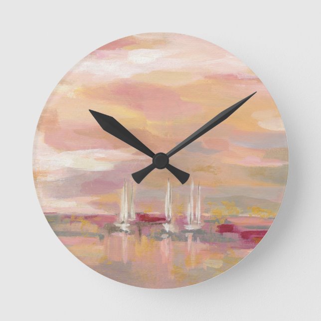 Crimson Waves Round Clock (Front)