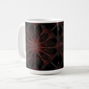 Crimson Web: Fractal Dance with the Redback Spider Coffee Mug