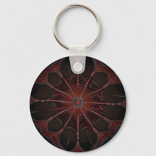Crimson Web: Fractal Dance with the Redback Spider Key Ring (Front)