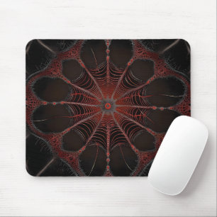 Crimson Web: Fractal Dance with the Redback Spider Mouse Pad
