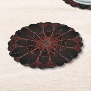 Crimson Web: Fractal Dance with the Redback Spider Paper Coaster