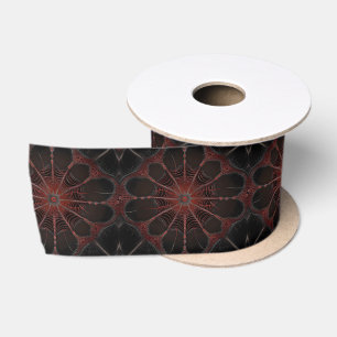 Crimson Web: Fractal Dance with the Redback Spider Satin Ribbon