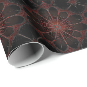 Crimson Web: Fractal Dance with the Redback Spider Wrapping Paper