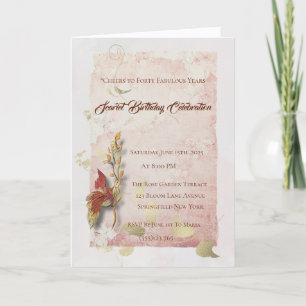 Crimson whispers 40th birthday invitation