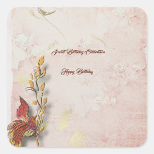 Crimson whispers 40th birthday paper square sticke sticker