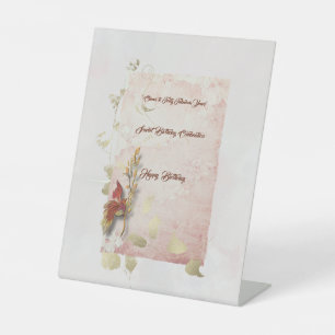 Crimson whispers birthday party pedestal sign