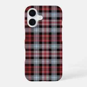 Crimson White and Black Plaid iPhone 16 Case