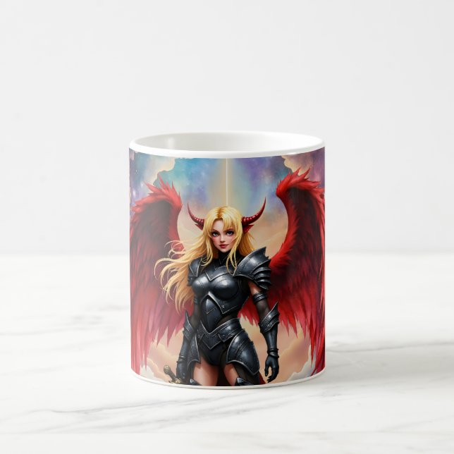 Crimson Wing – Fallen Angel Warrior.  Coffee Mug (Center)