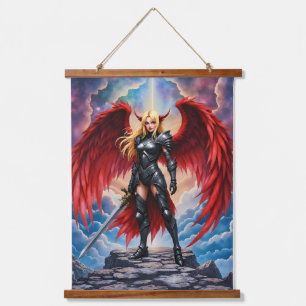 Crimson Wing – Fallen Angel Warrior. Hanging Tapestry