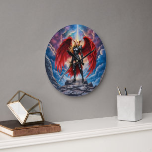 Crimson Wing – Fallen Angel Warrior.  Large Clock