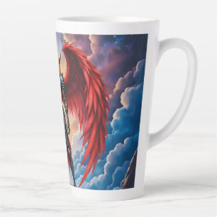 Crimson Wing – Fallen Angel Warrior. Latte Mug