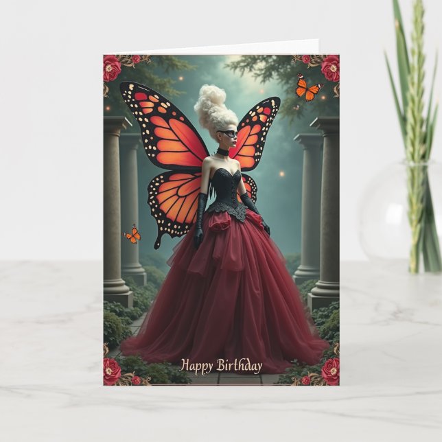 Crimson Winged Birthday Card (Front)