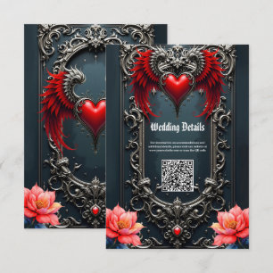 Crimson Winged Heart Gothic Romance Elegant . Enclosure Card