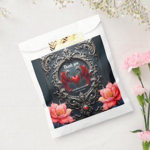Crimson Winged Heart Gothic Romance Elegant . Favour Bag