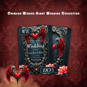 Crimson Winged Heart Gothic Romance Elegant . Invitation