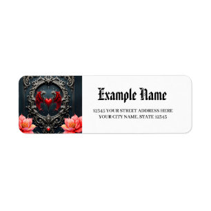 Crimson Winged Heart Gothic Romance Elegant . Return Address Label