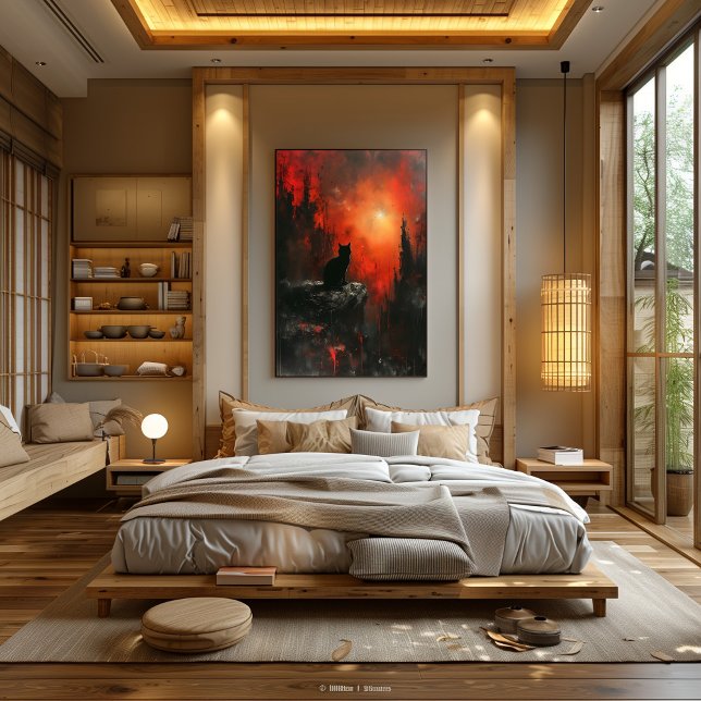 Crimson Wolf in Dark Fantasy Forest Art Poster (Creator Uploaded)