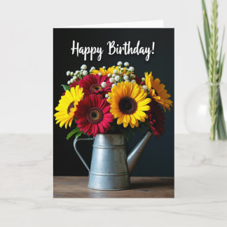 Crimson Yellow Birthday Card