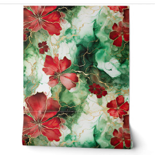 Crimson Yuletide Blooms Botanical Wallpaper