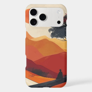Crimson Zen Mountain Landscape Golden Sunset Art