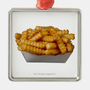 Crinkle-cut french fries metal ornament