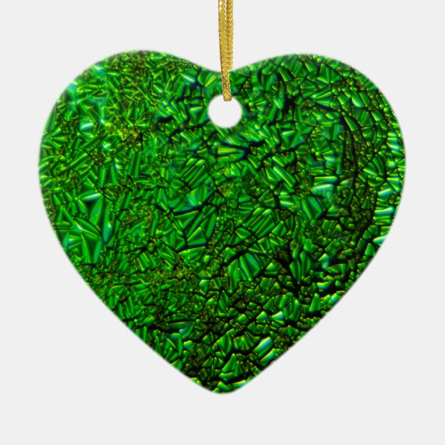 Crinkle green fused glass ceramic ornament (Front)