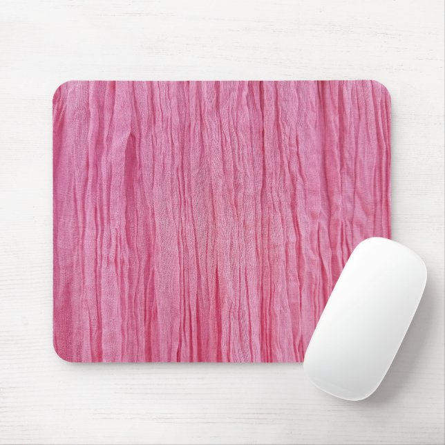 Crinkled Pink Crepe Fabric Mouse Pad (With Mouse)