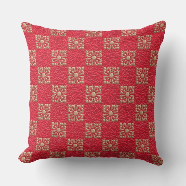 Crinkled Red and Gold Cushion (Front)