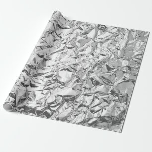 Crinkled Silver Foil Effect Aluminium scrunched Wrapping Paper