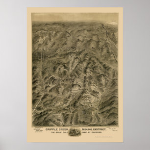 Cripple Creek, CO Panoramic Map - 1895 Poster