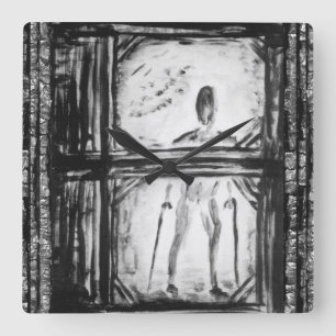 Crippled Man Square Wall Clock