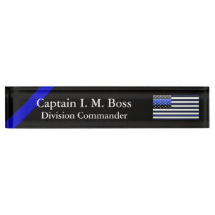 Crisp Clean Thin Blue Line Flag Nameplate