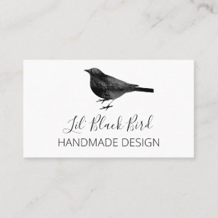Crisp Clean White Black Bird Handmade Business Card