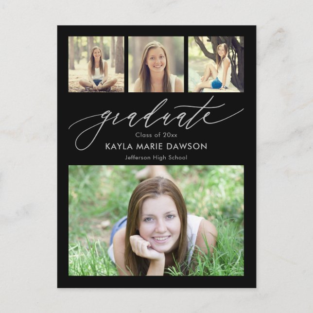 Crisp Collage Editable Colour Graduation Postcard (Front)