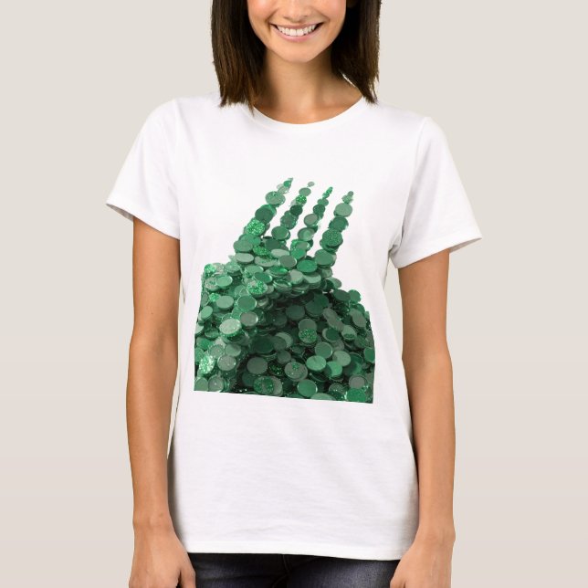 Crisp Green GREEN COINS Statement Design T-Shirt (Front)