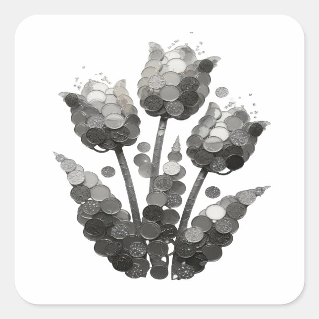 Crisp Grey Abstract Decal Design Square Sticker (Front)