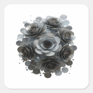 Crisp Grey Abstract Vinyl Style Square Sticker
