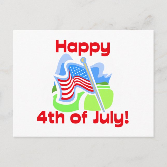 Crisp Happy 4th of July Colours Postcard (Front)