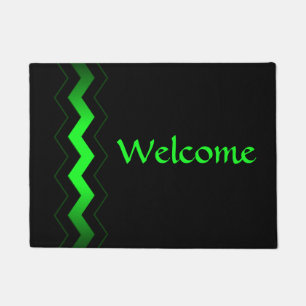 Crisp Modern Green Accent Welcome Doormat