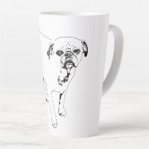 Crisp Outlined Dog Delivers Modern Morning Cheer Latte Mug